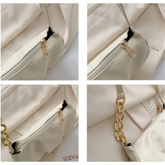 New Minimalist Ruched Chain Satchel Bag - Picture 7 of 9